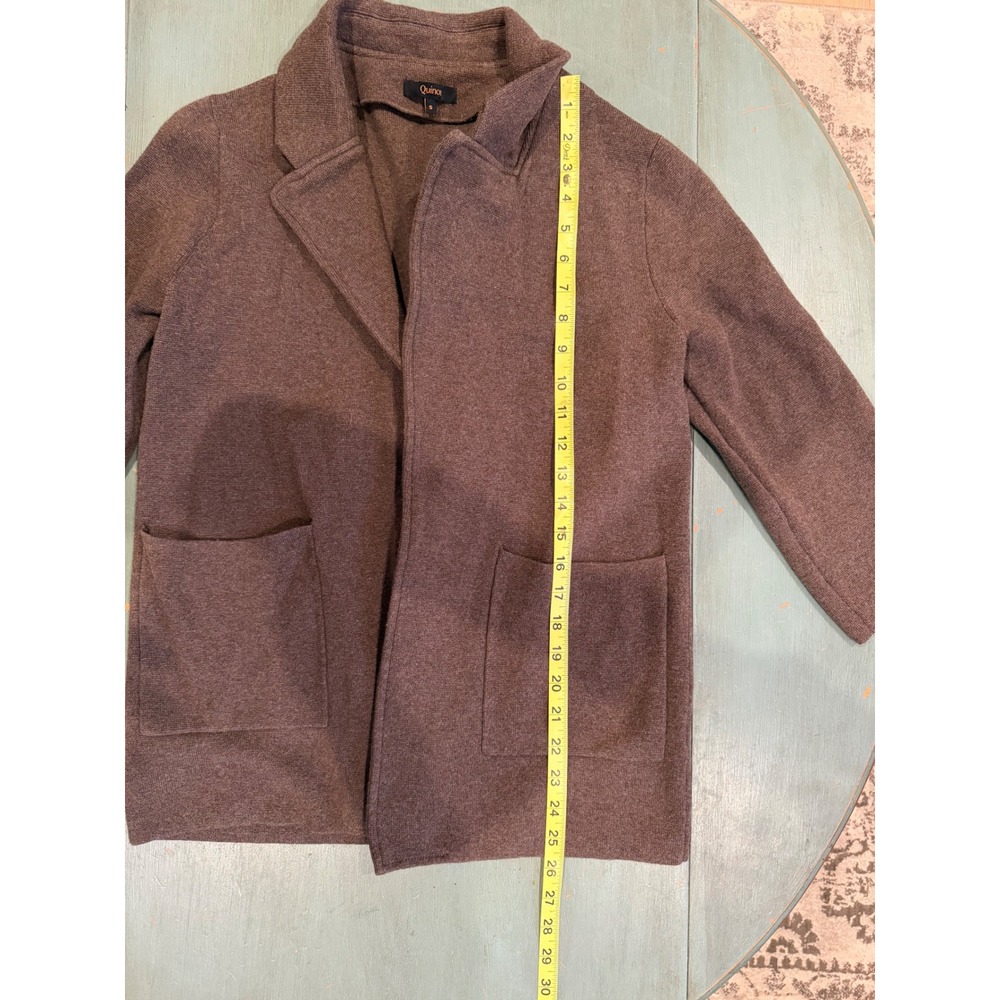 Quince Heather Brown 100% Organic Cotton Knit Blazer Sweater Jacket Womens Small - Picture 5 of 7